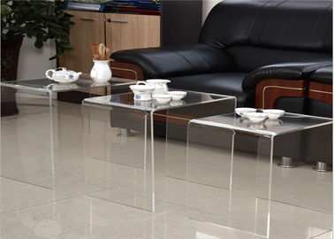 China Moderner Entwurfs-Acryltee-Tabelle, gesetzter Kaffee-Schreibtisch des Transparenz-Plexiglas-Einkommen-drei fournisseur